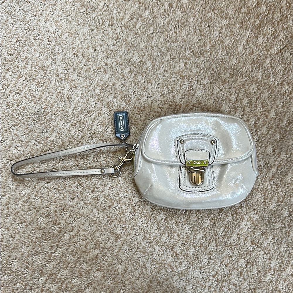 Coach Poppy Shimmering White Wristlet